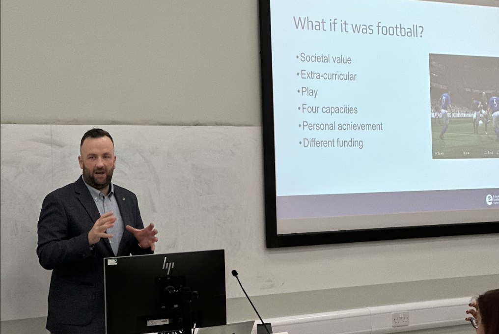 George Milliken of Education Scotland presenting a national curriculum perspective on esports "What if it was Football?"