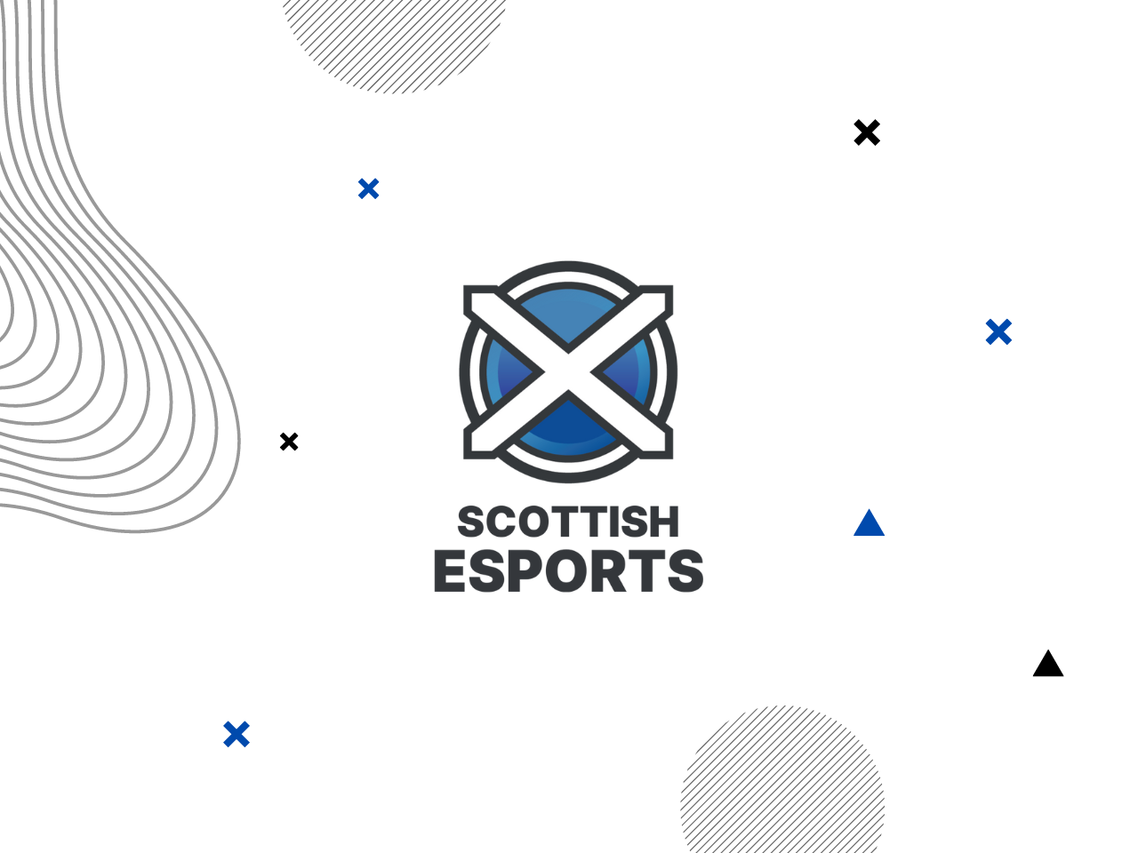 Scottish Esports logo with geometric shapes in the background